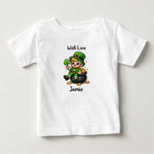 Camiseta De Bebé Lindo duende sentado en una olla de oro