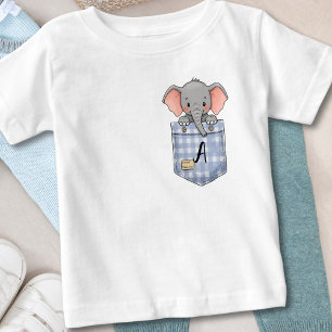 Camiseta De Bebé Lindo elefante asomándose desde el bolsillo con in