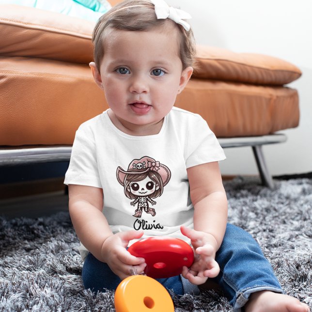 Camiseta De Bebé Lindo, Esqueleto Vaquero, Nombre Personalizado, Ha (Subido por el creador)