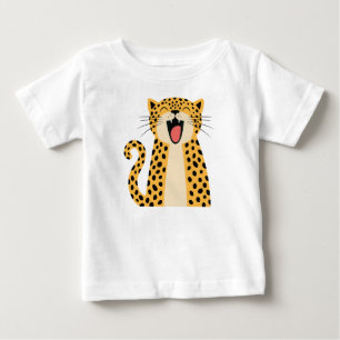 Camiseta De Bebé Lindo Felino Salvaje Sonriente Dibujo Animado 