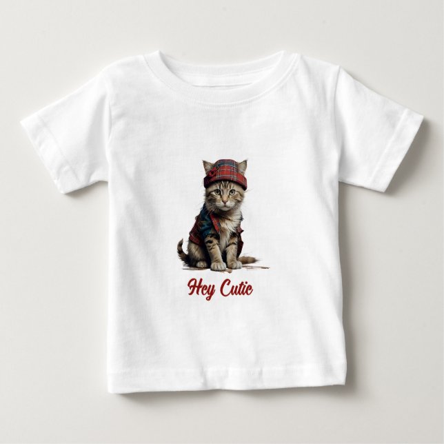 Camiseta De Bebé lindo gato con disfraz escocés (Anverso)