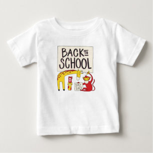 Camiseta De Bebé Lindo Girafa Mono Regresa a la Escuela Mantente Se
