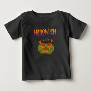 Camiseta De Bebé Lindo Halloween espeluznante elegante verde y nara