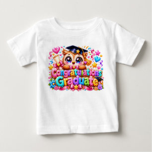 Camiseta De Bebé Lindo Kawaii Felicitaciones Graduado Búho Pastel P