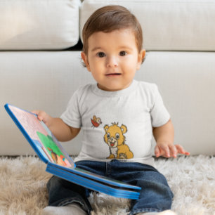 Camiseta De Bebé lindo león pequeño con pájaro