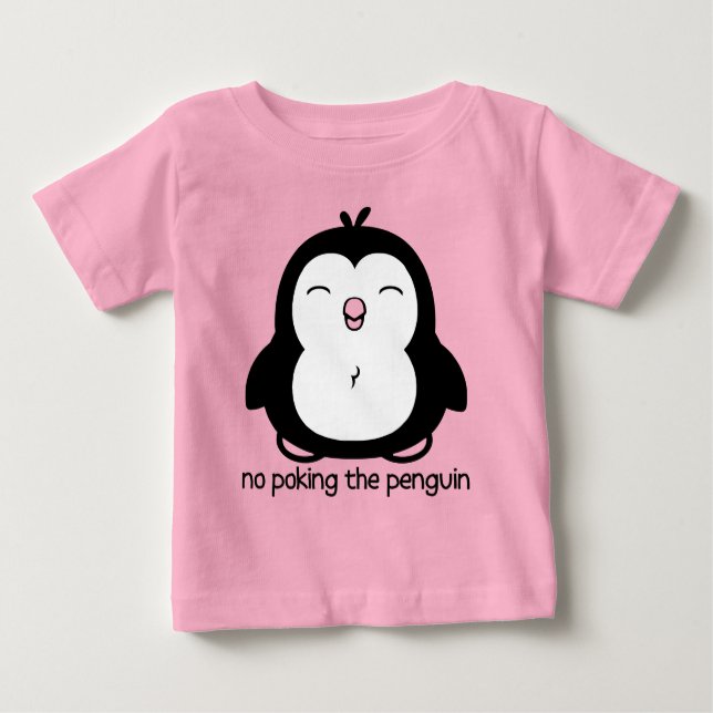 Camiseta De Bebé Lindo ningún empuje del pingüino (Anverso)