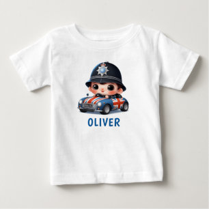 Camiseta De Bebé Lindo niño de la policía británica conduciendo 