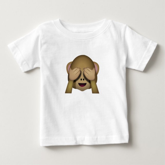 Camiseta De Bebé Lindo no vea ninguna emoji malvada del mono (Anverso)
