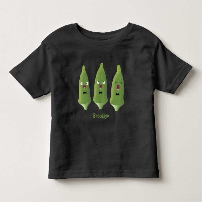Camiseta De Bebé Lindo okra vegetal de dibujos animados que canta (Anverso)