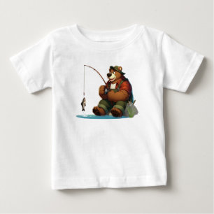 Camiseta De Bebé Lindo oso pescador al aire libre