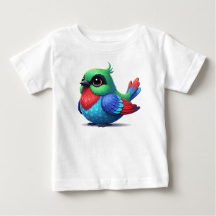 Camiseta De Bebé Lindo pájaro de dibujos animados azul y amarillo