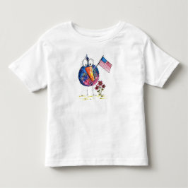 Camiseta De Bebé Lindo pájaro patriótico caprichoso con bandera