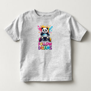 Camiseta De Bebé Lindo Panda Conduciendo Un Coche De Juguete Con Sa