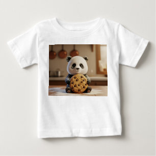 Camiseta De Bebé Lindo Panda Cubierto de Harina con Galleta Gigante