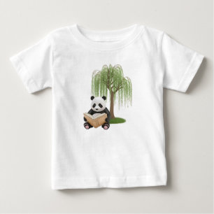 Camiseta De Bebé Lindo Panda en Acuarela 3D Leyendo Libro