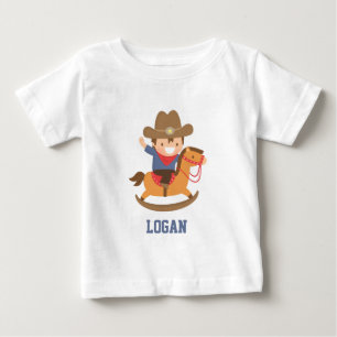Camiseta De Bebé Lindo Pequeño Vaquero en Caballo de Balanza para B