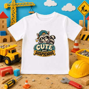 Camiseta De Bebé Lindo pero Sospechoso bebé divertido mapache retro