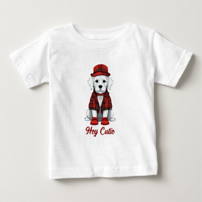 Camiseta De Bebé lindo perro con disfraz escocés (Anverso)
