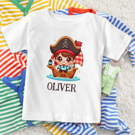 Camiseta De Bebé Lindo pirata marinero niño y barco pirata