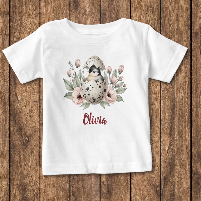 Camiseta De Bebé Lindo pollito bebé rústico saliendo del cascarón (Subido por el creador)