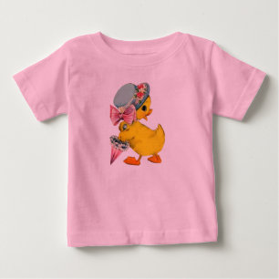 Camiseta De Bebé Lindo pollito vintage de Pascua con sombrero y par