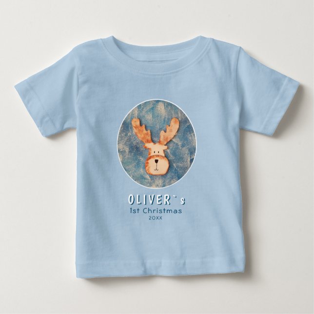 Camiseta De Bebé Lindo Reno Ciervo Primer Navidad del Bebe (Anverso)