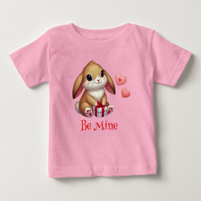 Camiseta De Bebé Lindo, sé mío conejito de San Valentín (Anverso)