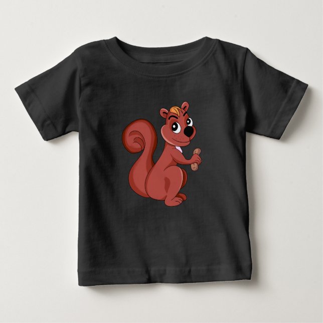 Camiseta De Bebé Lindo squirrel de dibujos animados con un cacahuet (Anverso)