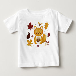 Camiseta De Bebé Lindo Squirrel del Bosque con Acuarela de Bellota