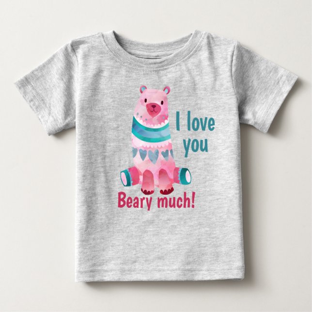 Camiseta De Bebé Lindo te amo mucho Beary! (Anverso)