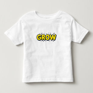 Camiseta De Bebé Lindo tipo de letra retro burbuja "CRECER" con hoj