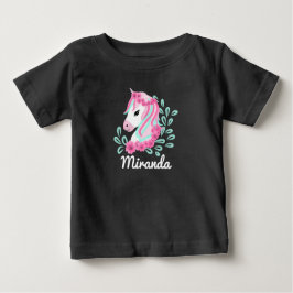 Camiseta De Bebé Lindo Unicornio mágico con nombre personalizable