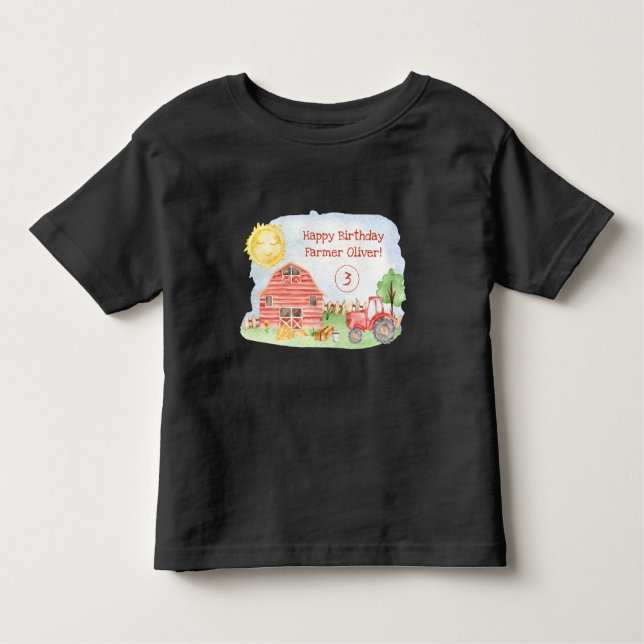 Camiseta De Bebé Lindos Niños Pequeños Feliz Cumpleaños Niño Granje (Anverso)