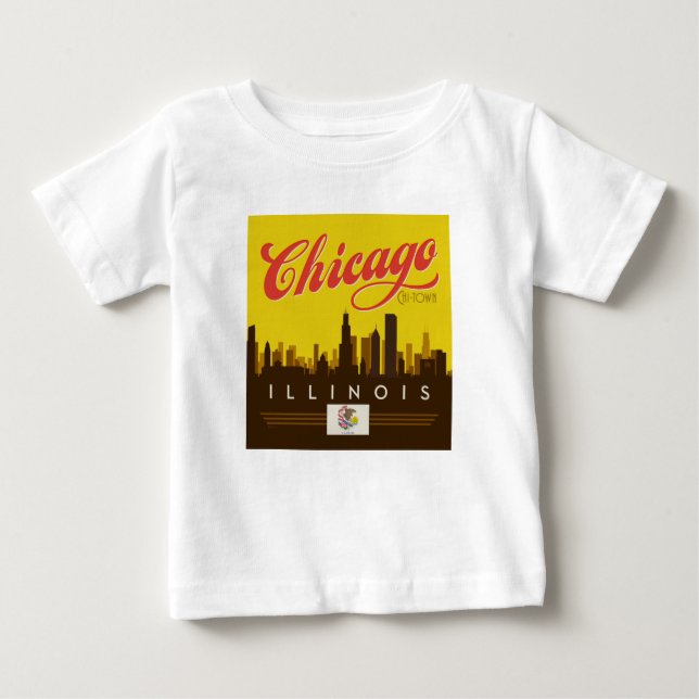 Camiseta De Bebé Línea aérea de Chicago Illinois (Anverso)