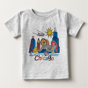 Camiseta De Bebé Línea aérea de Chicago Kids