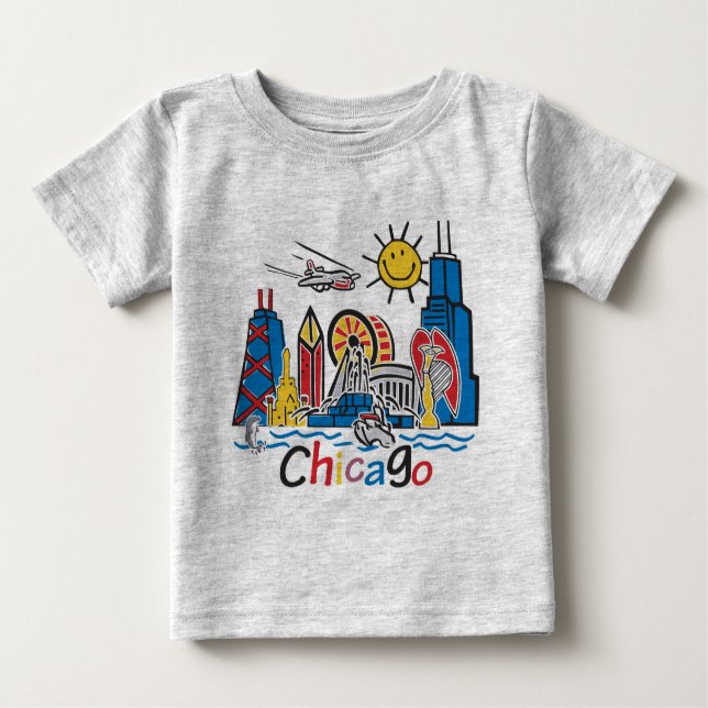 Camiseta De Bebé Línea aérea de Chicago Kids (Anverso)