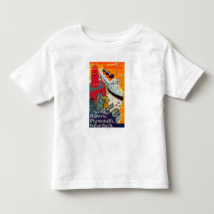 Camiseta De Bebé Línea francesa poster del viaje, Havre a Plymouth