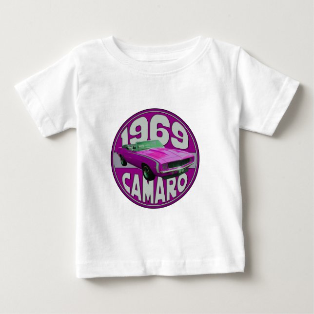Camiseta De Bebé Línea rosada brillante Camaro 1969 (Anverso)