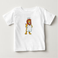 Lion como cocinero con gorra chef y delantal de co