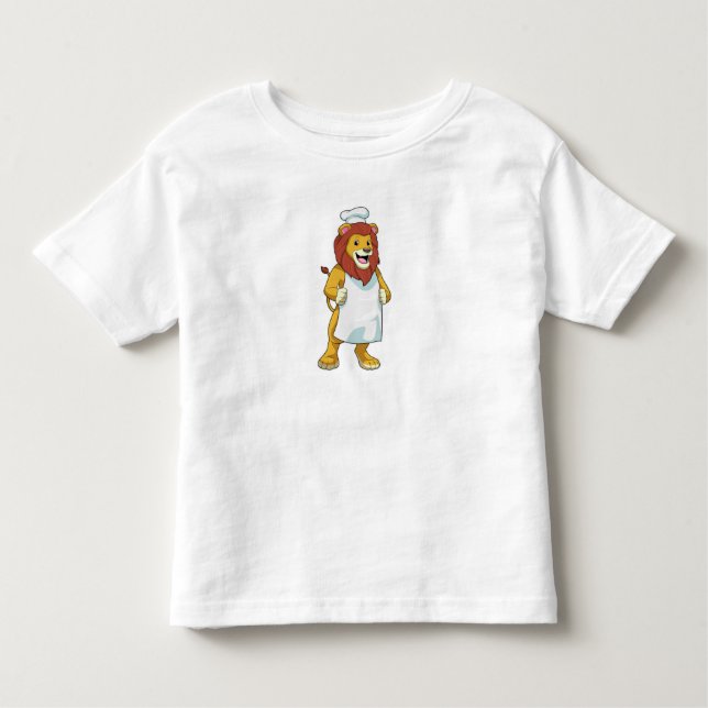 Camiseta De Bebé Lion como cocinero con gorra chef y delantal de co (Anverso)