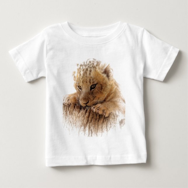 Camiseta De Bebé Lion cub cerrar ojos lindos mirar (Anverso)