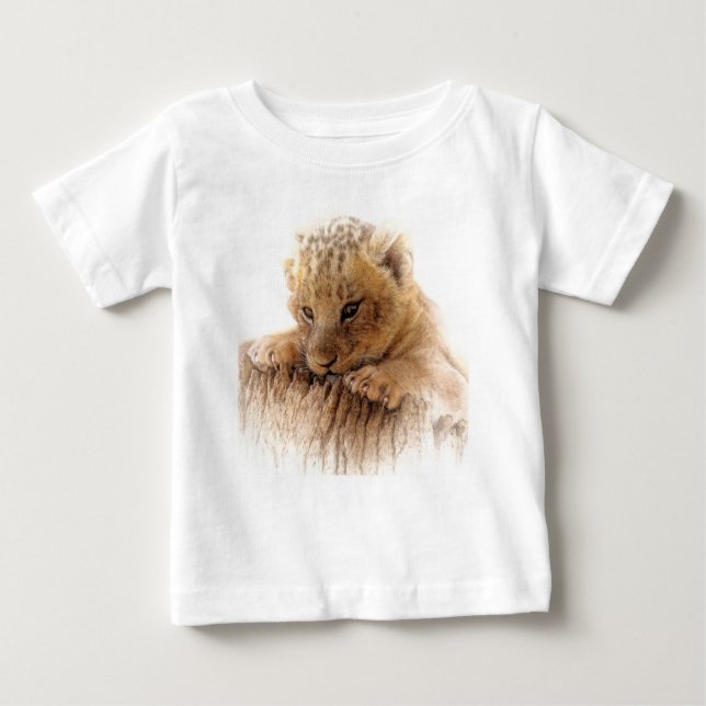 Camiseta De Bebé Lion cub cerrar ojos lindos mirar (Anverso)