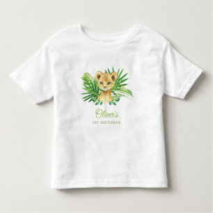 Camiseta De Bebé Lion Cub Verdor Tropical Cumpleaños Baby Shower