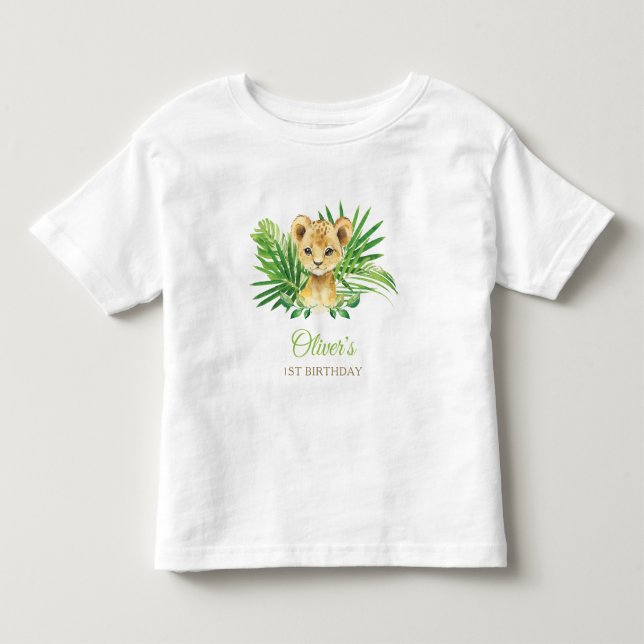 Camiseta De Bebé Lion Cub Verdor Tropical Cumpleaños Baby Shower (Anverso)