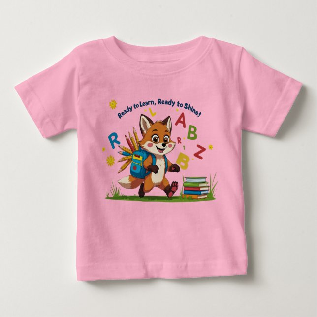Camiseta De Bebé "¡Listo para aprender, listo para brillar!" - Cute (Anverso)