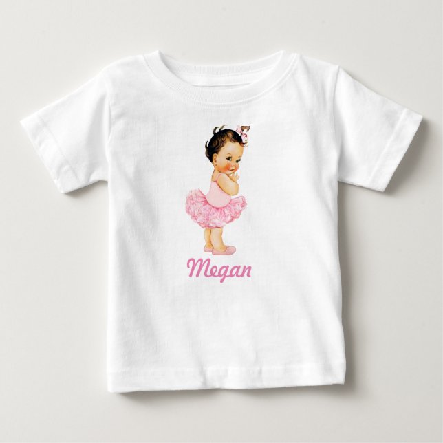 Camiseta De Bebé Little Ballerina Brunette Pink Tutu (Anverso)