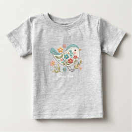 Camiseta de bebé Little Bird Blue Pink Flowers