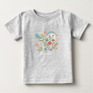 Camiseta de bebé Little Bird Blue Pink Flowers