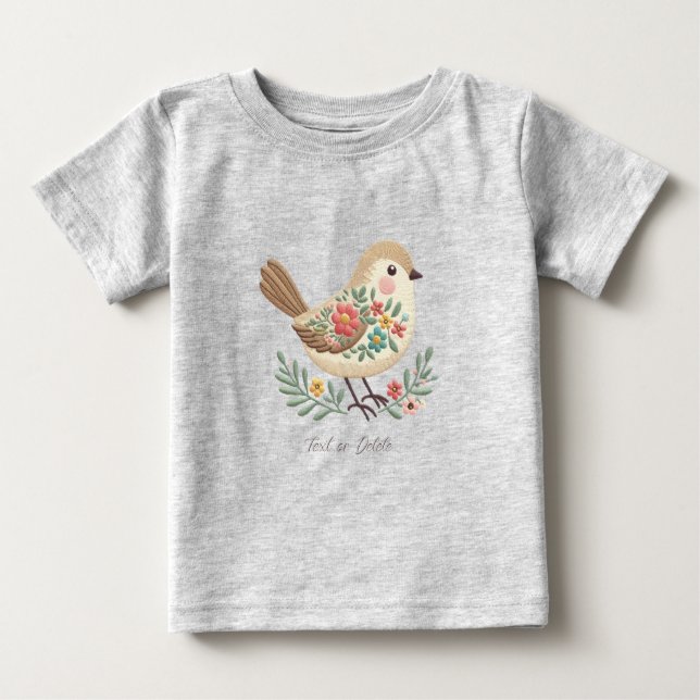 Camiseta de bebé Little Bird Floral Gold (Anverso)