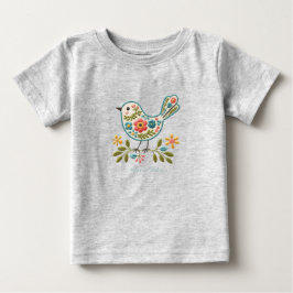 Camiseta de bebé Little Bird Floral Green Leaves